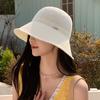 Summer Solid Color Knitted Breathable Cotton Yarn Hat Women's Outdoor Sunscreen Versatile Bucket Hat Sunshade Vacation Sun Hat