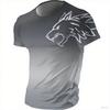 Men's Fitness Sportswear T-shirt 2024 Summer Vintage 3D Printed Quick-Drying Gradient Animal Wolf Design Short Sleeve