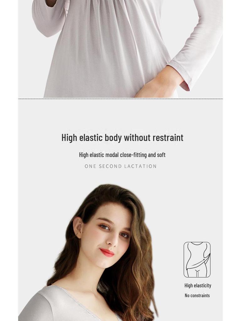 Maternity Fall Pajama Set - Nursing Friendly Cotton Thermal Wear for Pregnancy and Postpartum