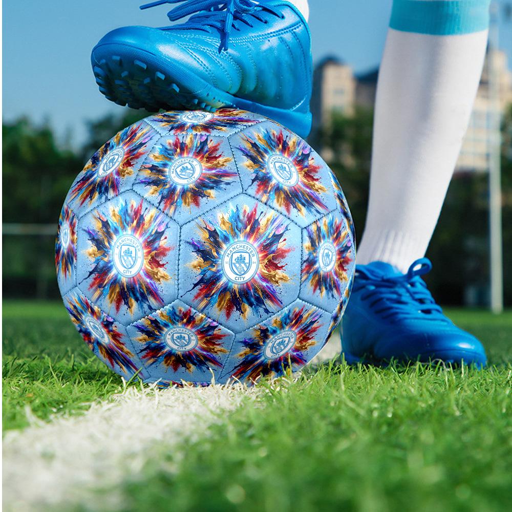 Manchester City Thema Fußballball Größe 5 Fußballball Weiche Haptik Professioneller Trainingsfußball für Outdoor-Sportarten