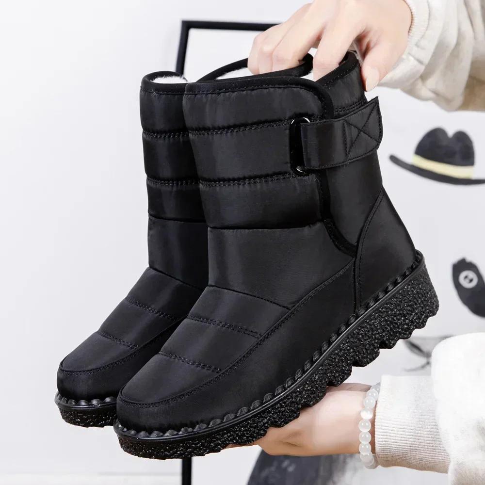 Waterproof Boots for Women Casual Winter Women Ankle Boots Warm Plush Soft Platform Snow Boots 2025 Slip on Cotton Padded Shoes