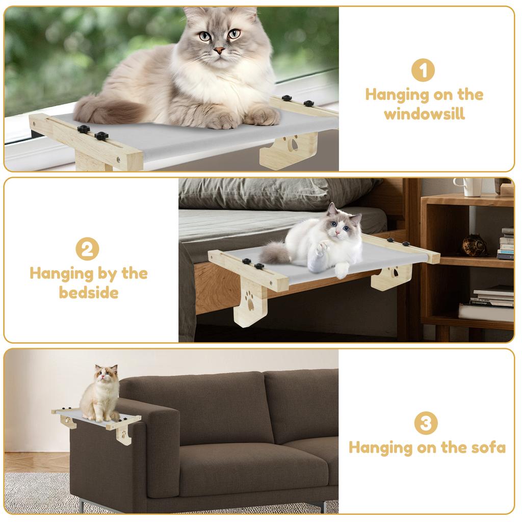 Wooden Cat Hammock Sturdy Cat Window Perch Easy To Install Pet Cat Bedclothes Multipurpose Insert Kallax Shelves for Windowsill