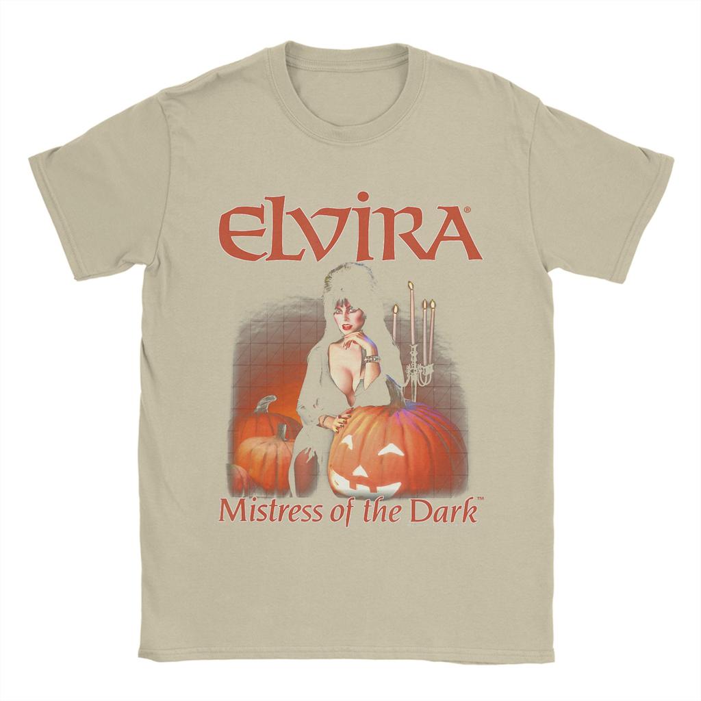 Elvira Mistress of The Dark Pumpkin Halloween Unisexs T Shirts Tee Shirt Short Sleeve Round Neck TShirts 100 Cotton Classic Tops