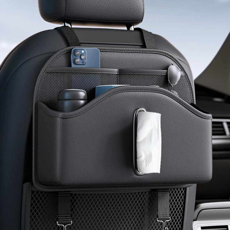 Car Tissue Holder Back Seats Organizers PU Leather Storage with Cup Holder Multifunction Car Back Seats Organizers for C