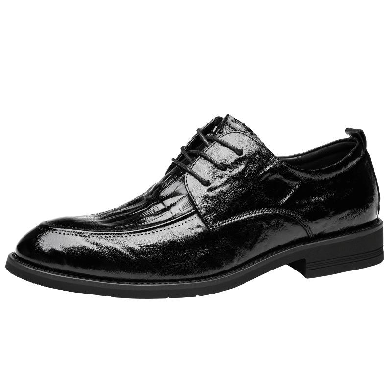 2025 Wenzhou Leather Shoes British Style Derby Shoes Dress Commuter Black Wedding Men's High-end Business Shoes Real Sheepskin