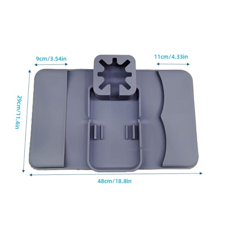 Drink Holder Tray for Sofa Armrest with Screen Slot, Side Pockets and Open Sections for Remotes, Glasses and Everyday Grab Items Indoors