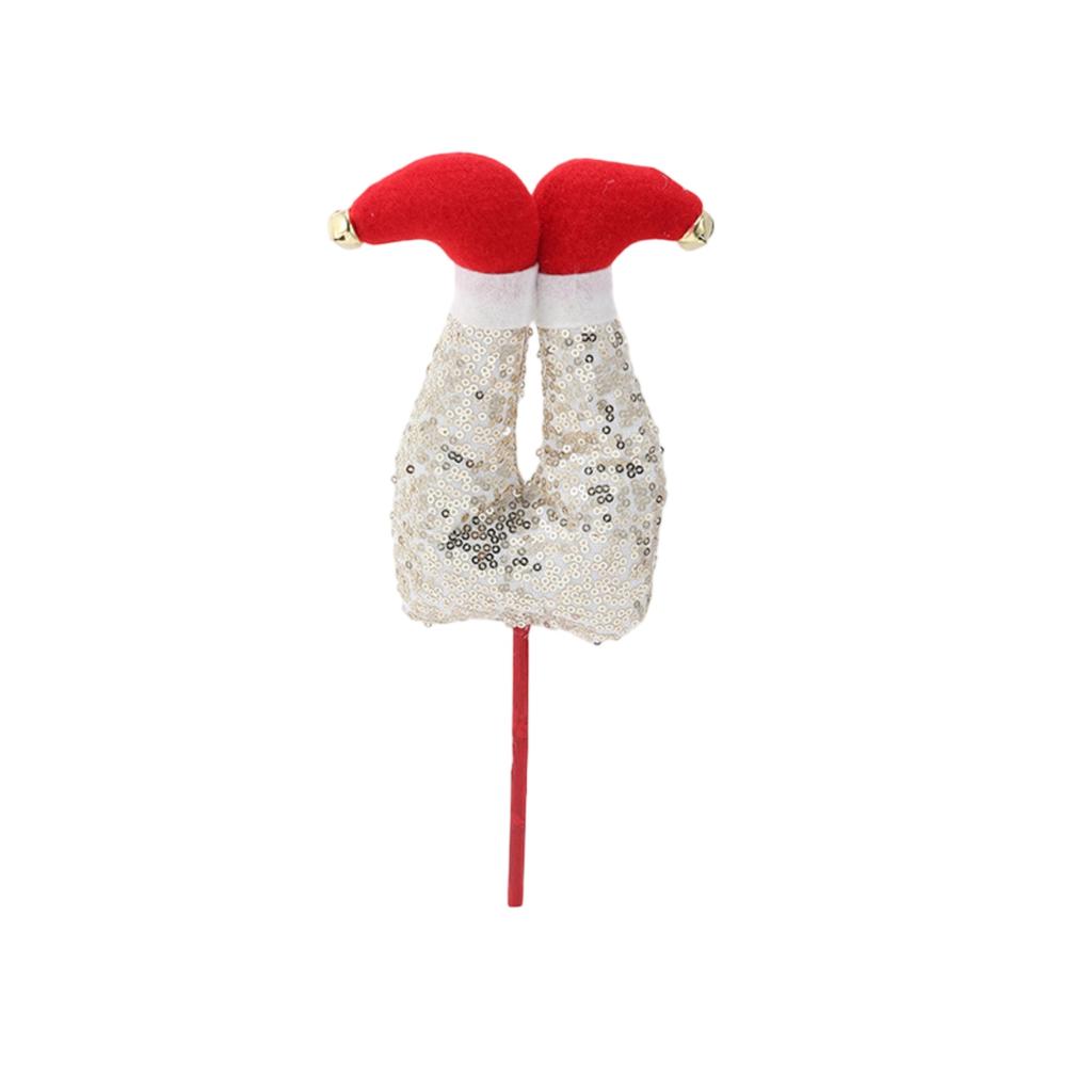 Christmas Leg Picks Glitter Stuffed Feet Christmas Tree Topper Inverted Santa Leg Hip Decoration Vase Filler Centerpiece Seasonal Party Home Decor
