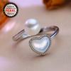 Natural Freshwater Pearl Rings For Women Fashion Female Cubic Zirconia CZ Flower Ring Pearl Jewelry Adjustable Ring
