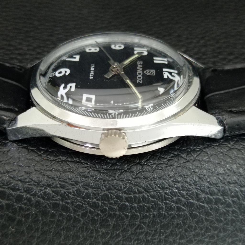 VINTAGE SANDOZ HANDAUFZUG SCHWEIZER HERREN ÜBERHOLTE UHR a709624-1