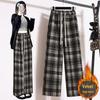Plus Size High-Waisted Plaid Wide-Leg Pants: Fleece-Lined or Unlined, Autumn/Winter Edition