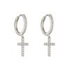 Delicate Silver Cubic Zircon Star & Moon Drop Pendant Hoop Earrings for Women Trendy Wedding Earring Jewelry Gifts