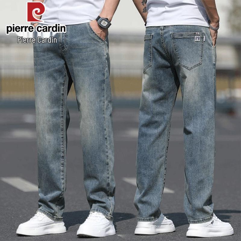 Pierre Cardin Men s Summer Thin Retro Loose Straight-Leg Denim Jeans 32