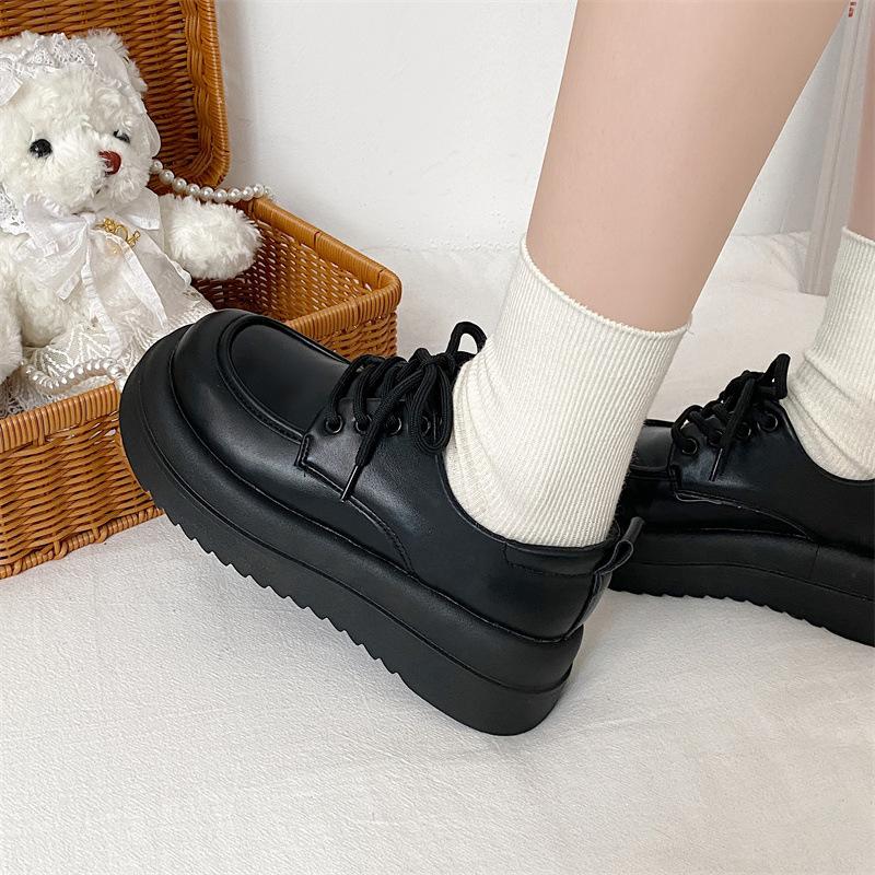 British style spring and autumn Japanese jk small leather shoes women's 2024 new muffin thick sole heightening retro big head single shoes