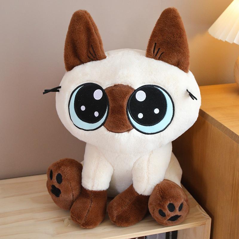 30-60cm Fun Cute Big Eyes Siamese Cat Plush Doll Pillow High Quality Sitting Lying Cat Plush Toy Home Decoration Gift For Kids