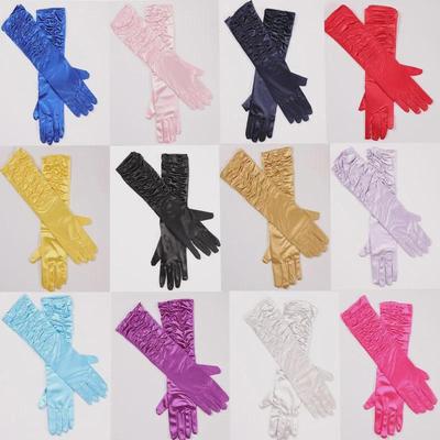 Retro Satin Handschuhe: Schwarz, Pink, Lila – Elegante Performance-Abendgarderobe für Studio & Party