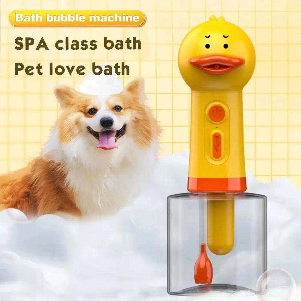 Cute Duck Pet Cleaning Machine Cartoon USB Charging Electric Foam Machine Type-C Foam Dispenser Automatic Soap Dispenser Dog Cat