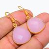 Pink Chalcedony Gemstone 925 Solid Sterling Silver Jewelry Earring 1.38" GK-5821