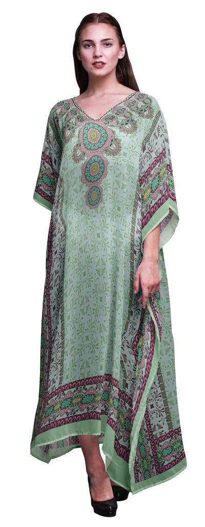 Phagun Damasco & Mandala Étnico Feminino Plus Size Caftan Roupa de Verão Cobertura de Praia Quimono