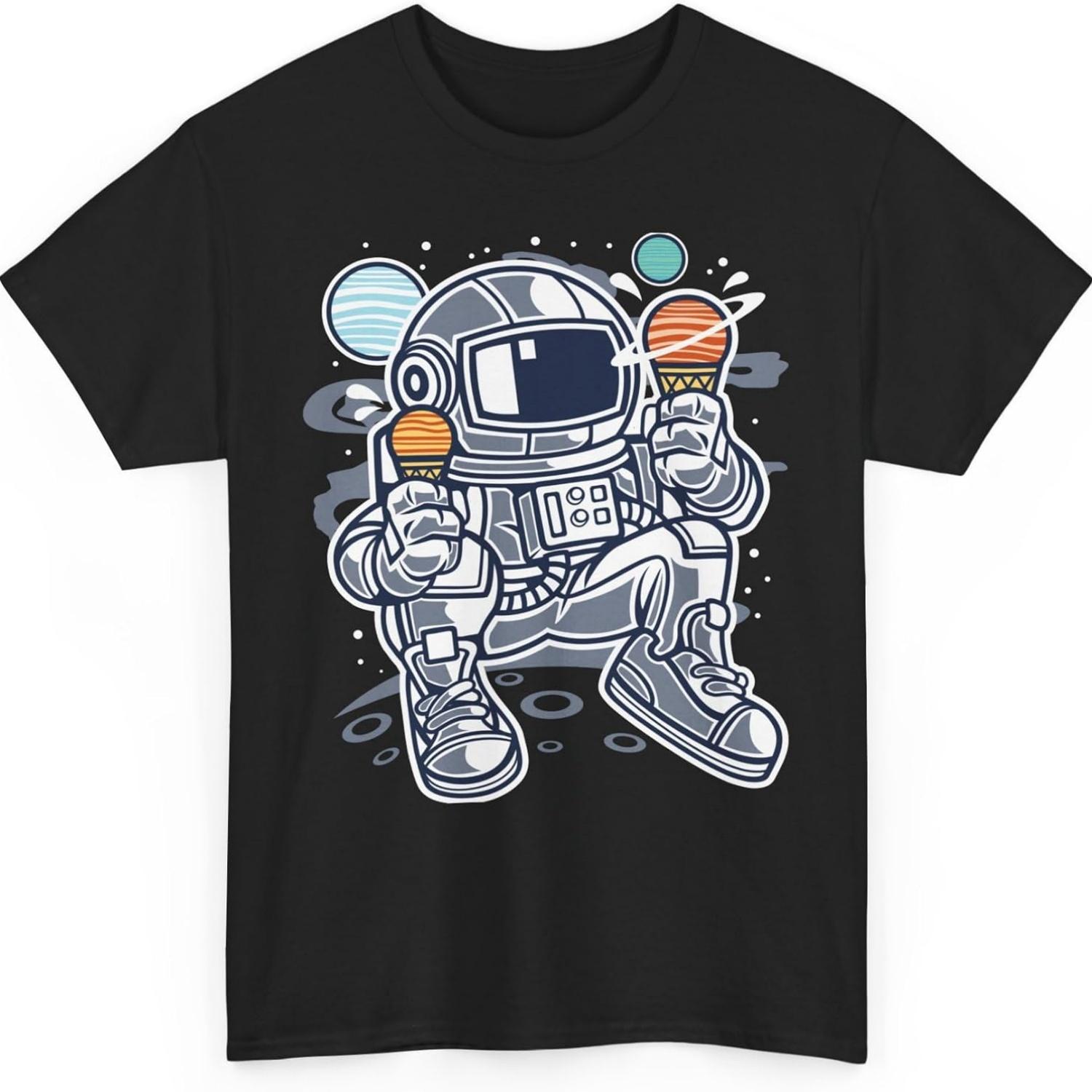 

BUCK & SKIN Astronaut Ice Cream Graphic Unisex Heavy Cotton T-Shirt, Black XXXXXL чёрный