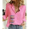 Spring and Autumn Ya Ma Xun, Women's Casual Loose Long Sleeve Linen Shirt Large Size Women's Clothing