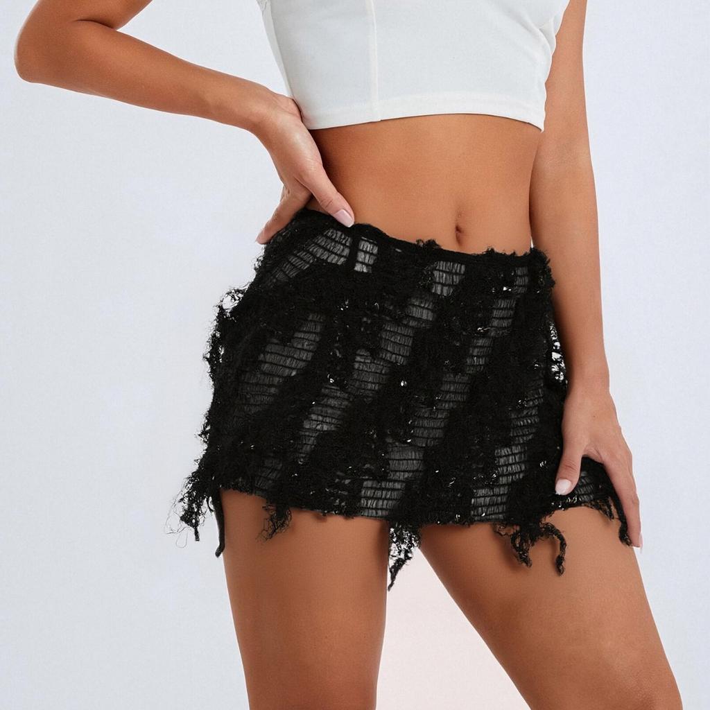 Sequin Skirt Glitter Skirt Women's Elastic Waist Glitter Skirt With Women's Sequin Skirt Glitter Skirt Elastic Waist Skirt A-line Hip Skirt