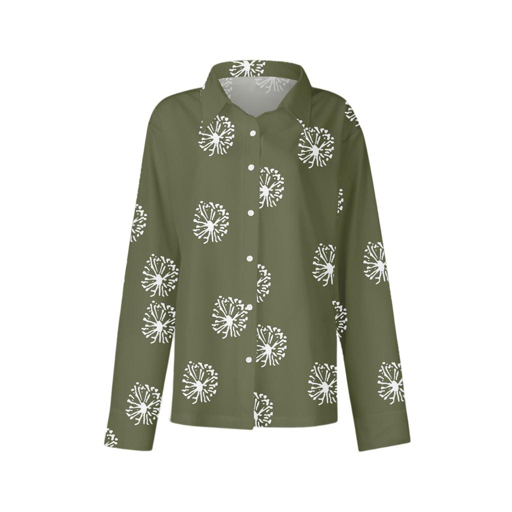 Dámská košile s knoflíky s květinovým potiskem, ležérní košile s dlouhým rukávem, halenky, ležérní základní topy plus size