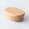 Osaka Choseido Wooden Lunch Oval Single Tier with Beige Hollowed-Out Box, (Mottled Grain), Lacquered, (350cc, Oval, Band)