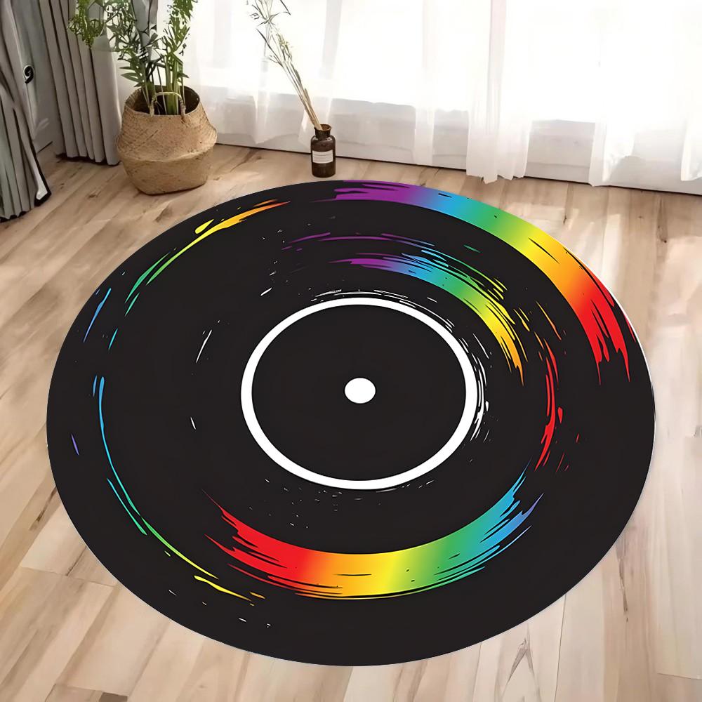 Covor Rotund Imprimat cu Disc Optic pentru Dormitor, Living, Pad de Camping, Covor Flanel Anti-alunecare, Saltea Yoga, Pad pentru Zona de Acasă, Cadou de Ziua de Naștere