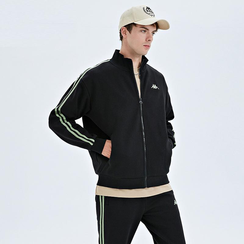 Men's Kappa Casual Sportswear Sets Unisex Stand Collar Thickened