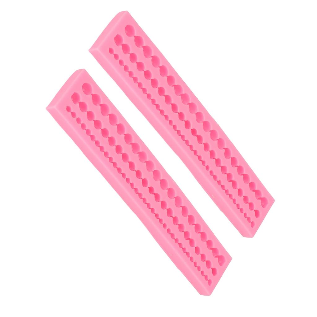 2Pcs Silicone Mold Long Pearl Necklace Shape Easy Demoulding Flexible Soft Baking Mold for Cake Fondant Chocolate