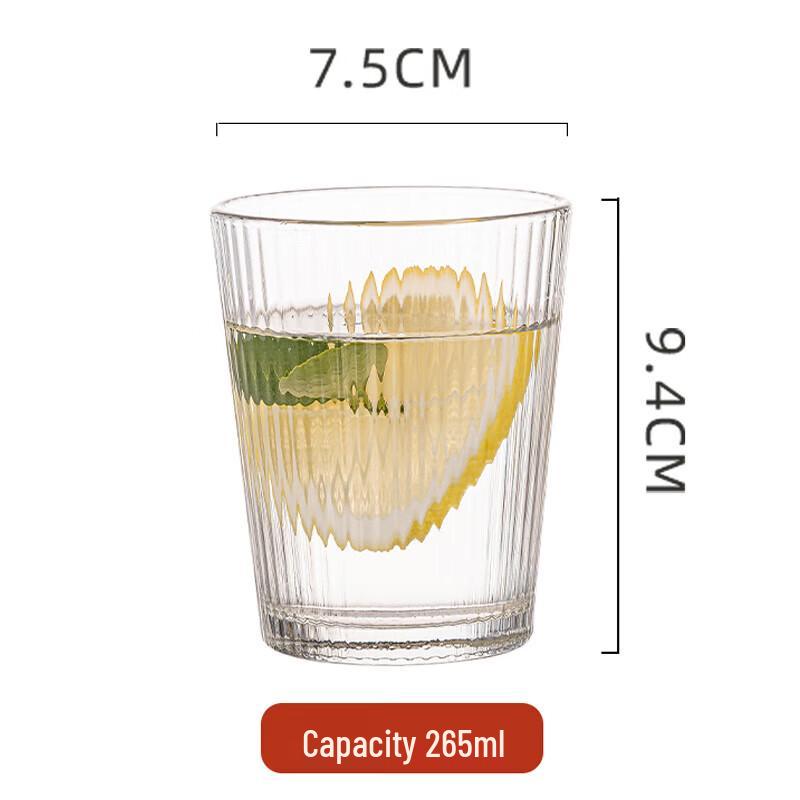 Versatile Ribbed Lead-Free Glass Tumblers, 265ml, Set of 6