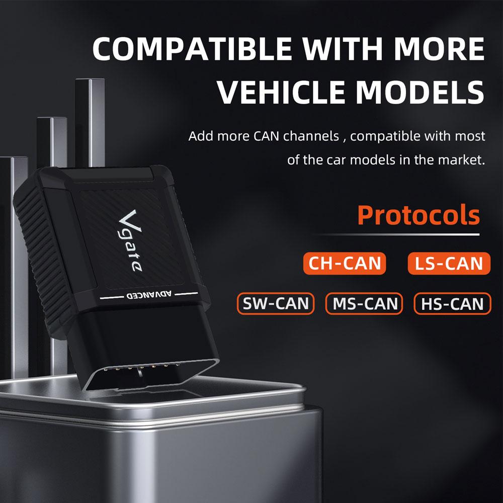 2025Neuer Vgate vLinker MS BT Auto OBD2 Scanner für 12V/24V ELM327 V2.3 Alle Systeme Diagnosewerkzeug CH LS HS SW MS CAN
