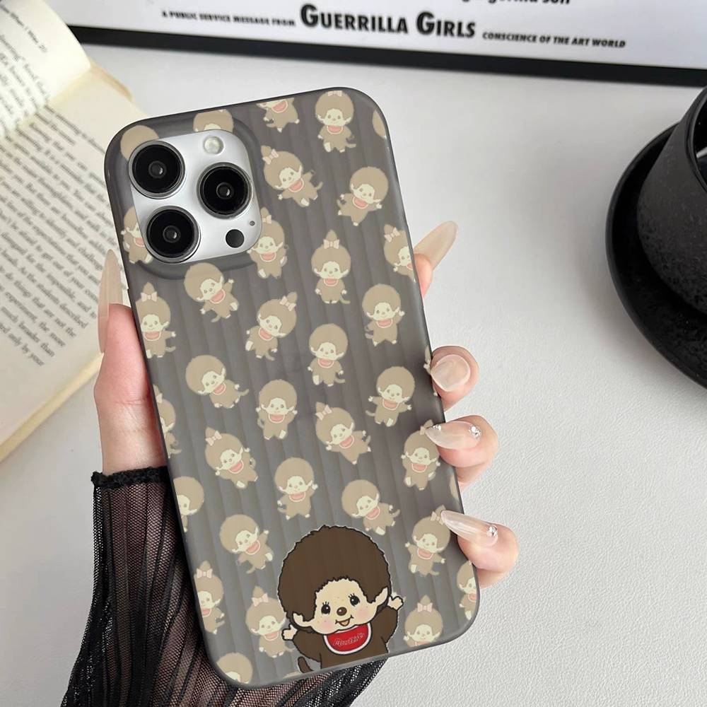 

Cute M-monchhichis-s For IPhone 17 16 15 Plus Pro Max 12 14 Plus 11 13 Wave Corrugated Stripe Funda Phone Cover iPhone 13