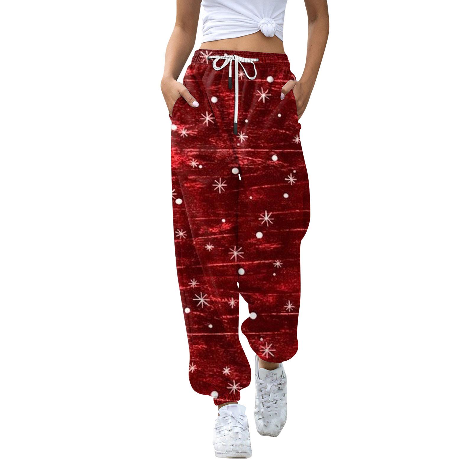 Женские повседневные модные рождественские принтованные повседневные спортивные брюки — фото 9
