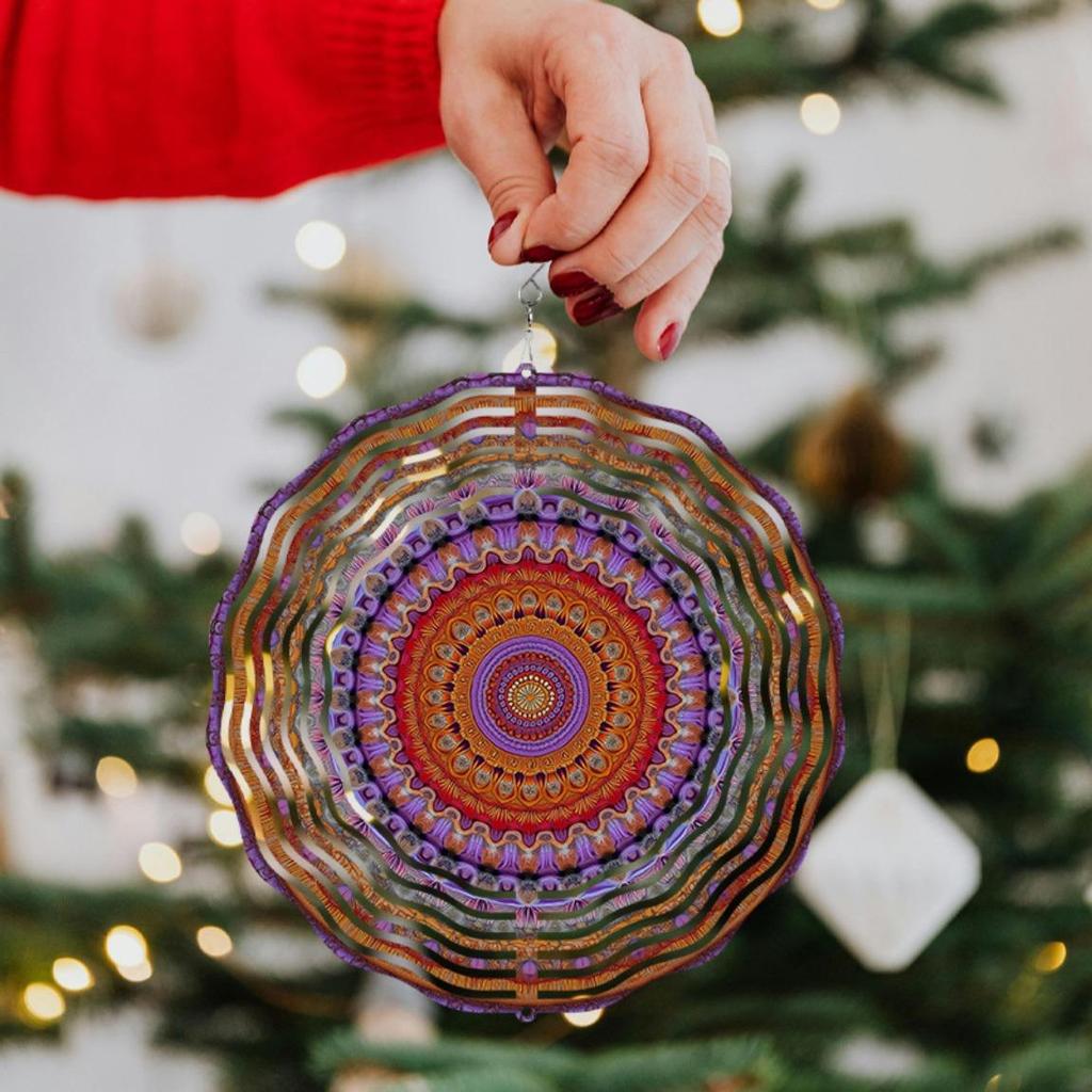 10 Zoll Metall Windspiel Außen Mandala Gartendeko mit 360 Drehhaken Windbetrieben Keine Batterie Kunst Geschenk für Terrasse Balkon