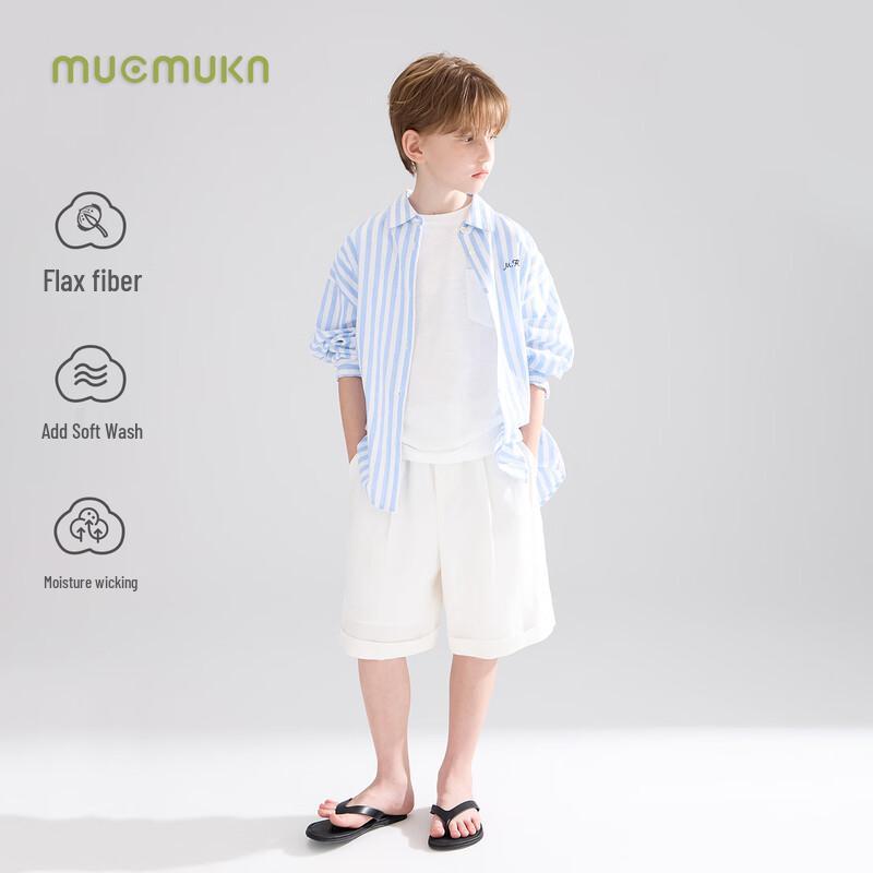 Mucmukn Kids' Linen Cotton Striped Casual Shirt Jacket