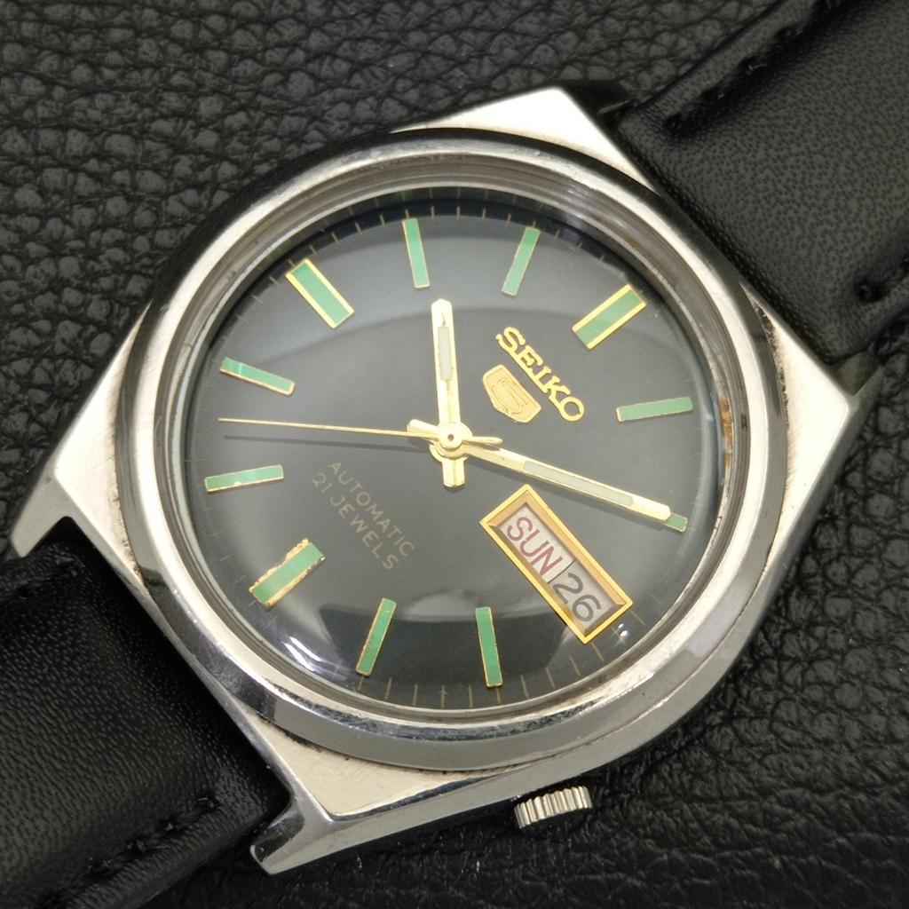 VINTAGE SEIKO 5 AUTOMATIC 7019A JAPAN MENS BLACK COLOR DIAL WATCH a702638-1 R209-a702638