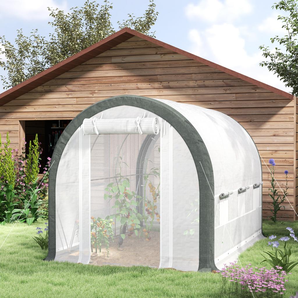 3 x 2(m) Walk-In Tunnel Greenhouse, with Accessories - White