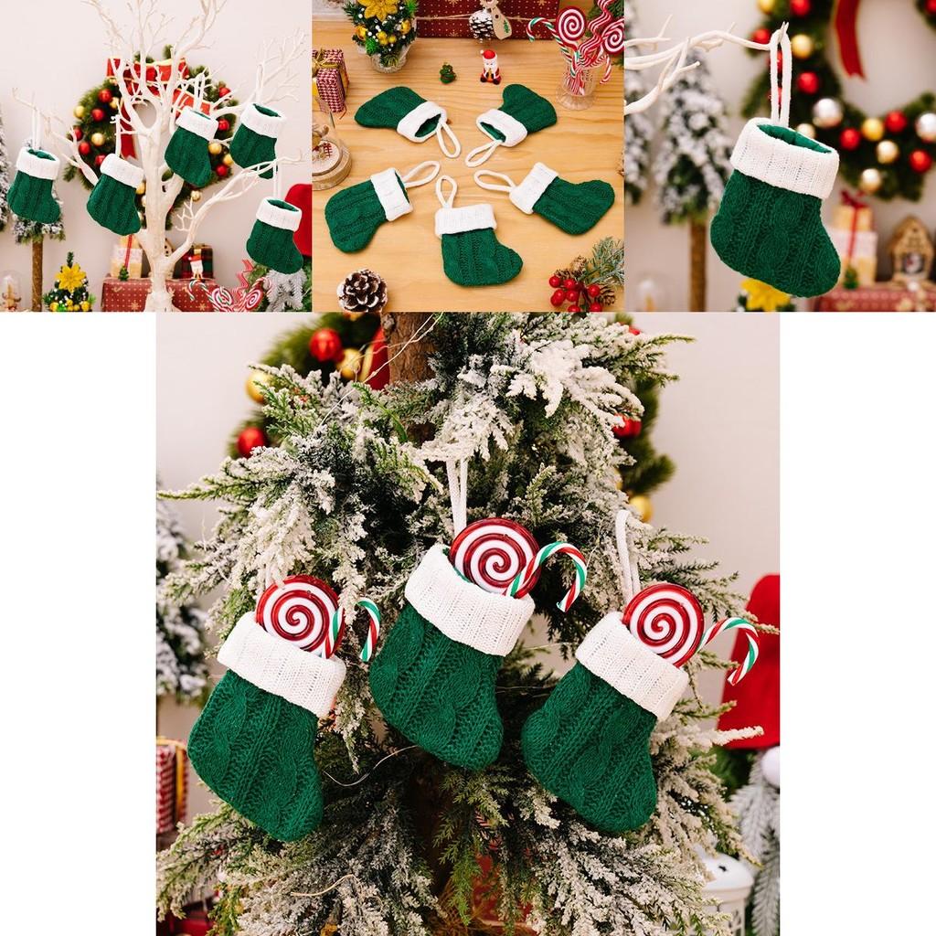 Festive Green Knitted Mini Christmas Stockings Perfect For Holiday Tree Decoration