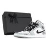 Air Jordan 1 Dämpfung Rutschfest Abriebfest Mittelhoch Vintage Basketballschuhe Herren Weiß Grau 554724-092(Team210-S-BOX)