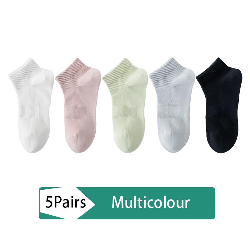 High Quality 5Pairs Women's Socks Combed Cotton Spring Summer New Solid Color Fashion Comfort Female Socks Woman Size EU34-39
