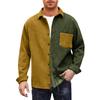 Mens Shacket Patchwork Long Sleeve Button Down Corduroy Shirts For Men