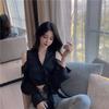 WTEMPO Off Shoulder Women Shirt Sexy V-neck Short French Style Chic Long Sleeve Shirt StreetWear Casual Top Blouse Women