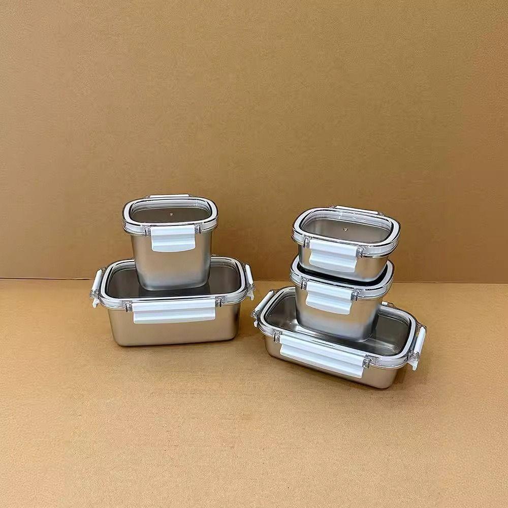 304 Stainless Steel Food Preservation Box Simple Crisper Box Food Storage Containers  Refrigerator