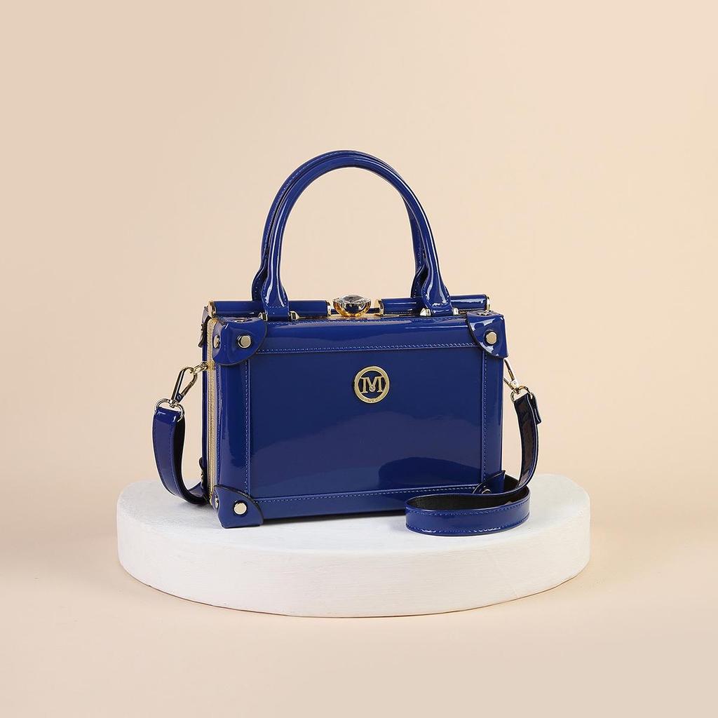 Retro Boxy Patent Leather Women's Crossbody Bag - Versatile Single Shoulder Handbag