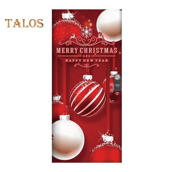 

Гобелен для гаражных ворот с 4 застежками-лентами в рождественском стиле с рисунком снеговика из мультфильма, создающий праздничную атмосферу для новогодней вечеринки, украшение для подвешивания E