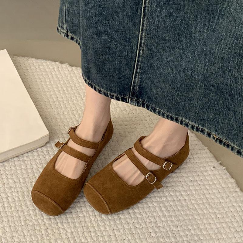 Fashion Fashion Buckle Strap Women Mary Janes Flats Shoes Female Square Toe Footwear Shallow Ladies Flats With Shoes