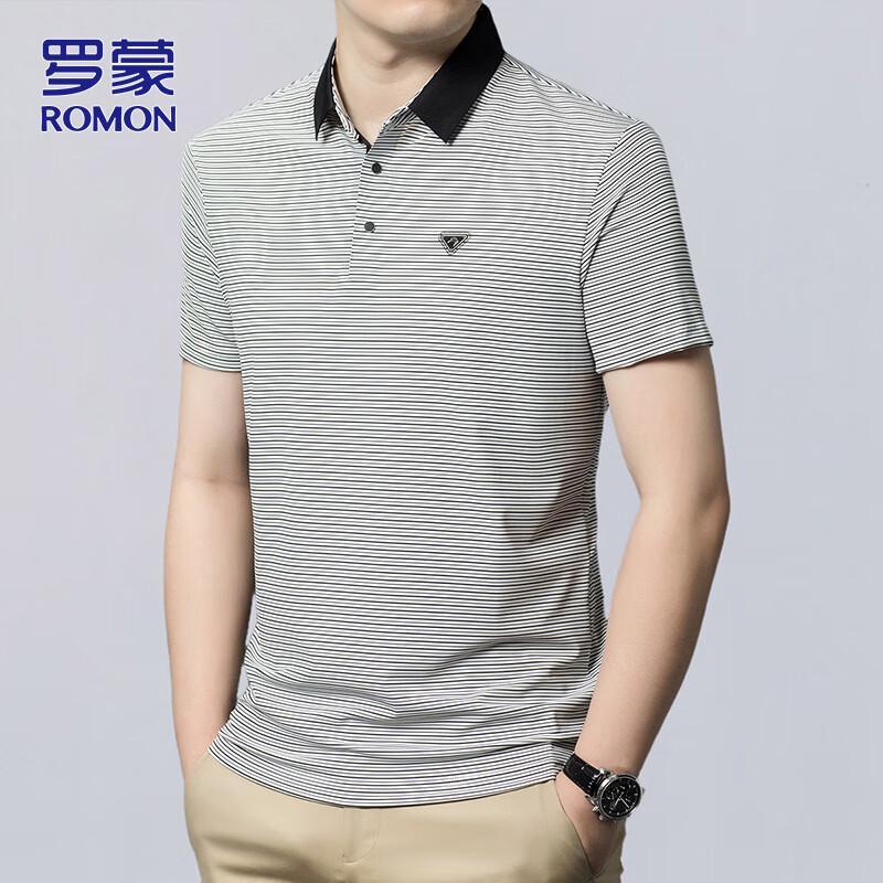ROMON Men s Business Casual Short-Sleeve Polo T-Shirt 52