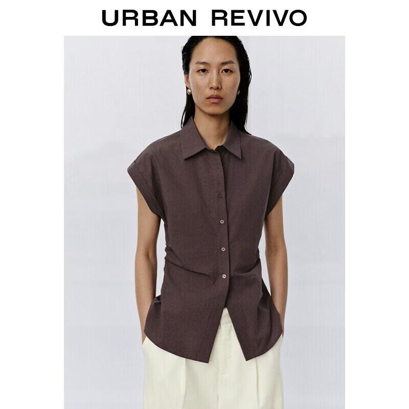 UR Women s Pleated Cotton Open-Front Shirt XS