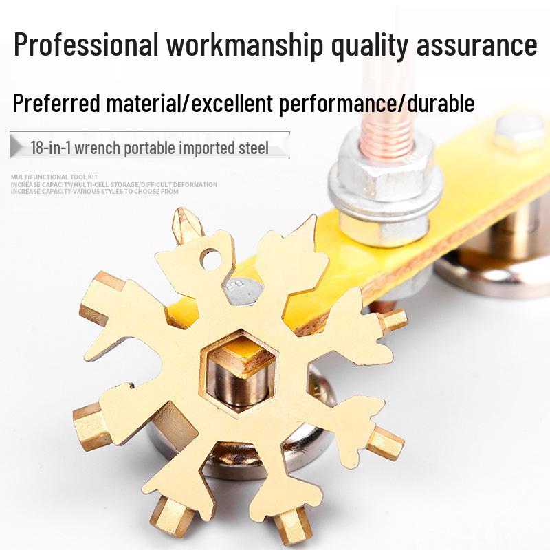 Original Snowflake 18-in-1 Hexagonal & Octagonal Multifunctional Stainless Steel Tool Card